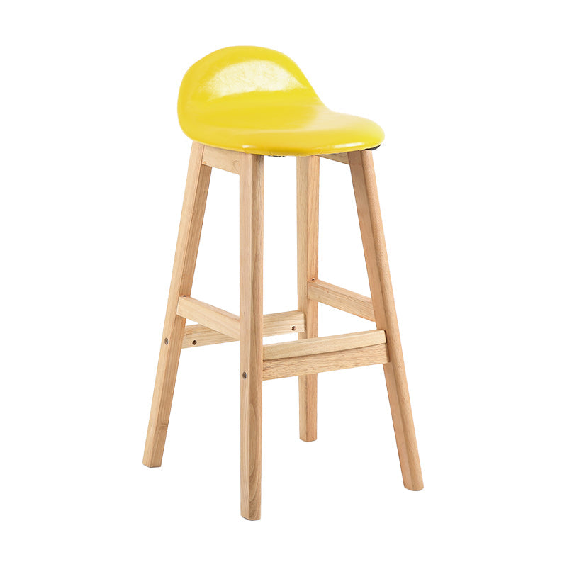 Modern Backrest Armless Counter Stool Wood Dessert Shop Bar Stool with Cushion and Pedal Yellow 1 Piece Clearhalo 'Bar Furniture' 'Bar Stools' 'bar_stools' 'furn' 'furn_bar_stools' 'furniture_bar_stools' 'Kitchen & Dining Furniture' 'kitchen&dining_furn' 'kitchen' 'kitchen_furn' Furniture' 4471356