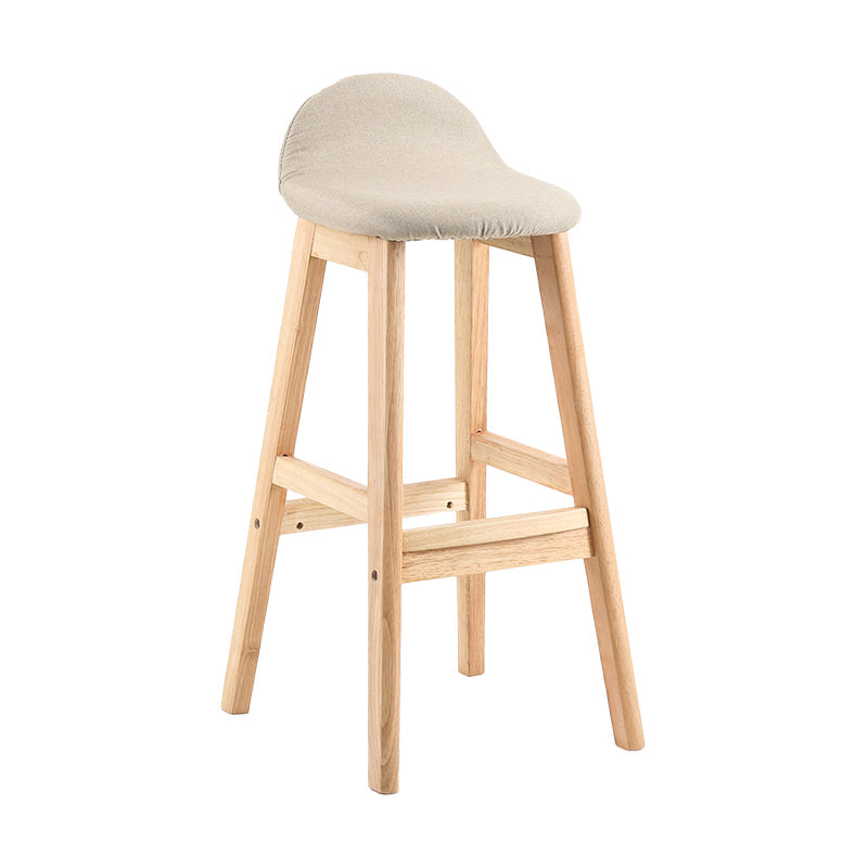 Modern Backrest Armless Counter Stool Wood Dessert Shop Bar Stool with Cushion and Pedal Khaki 1 Piece Clearhalo 'Bar Furniture' 'Bar Stools' 'bar_stools' 'furn' 'furn_bar_stools' 'furniture_bar_stools' 'Kitchen & Dining Furniture' 'kitchen&dining_furn' 'kitchen' 'kitchen_furn' Furniture' 4471358