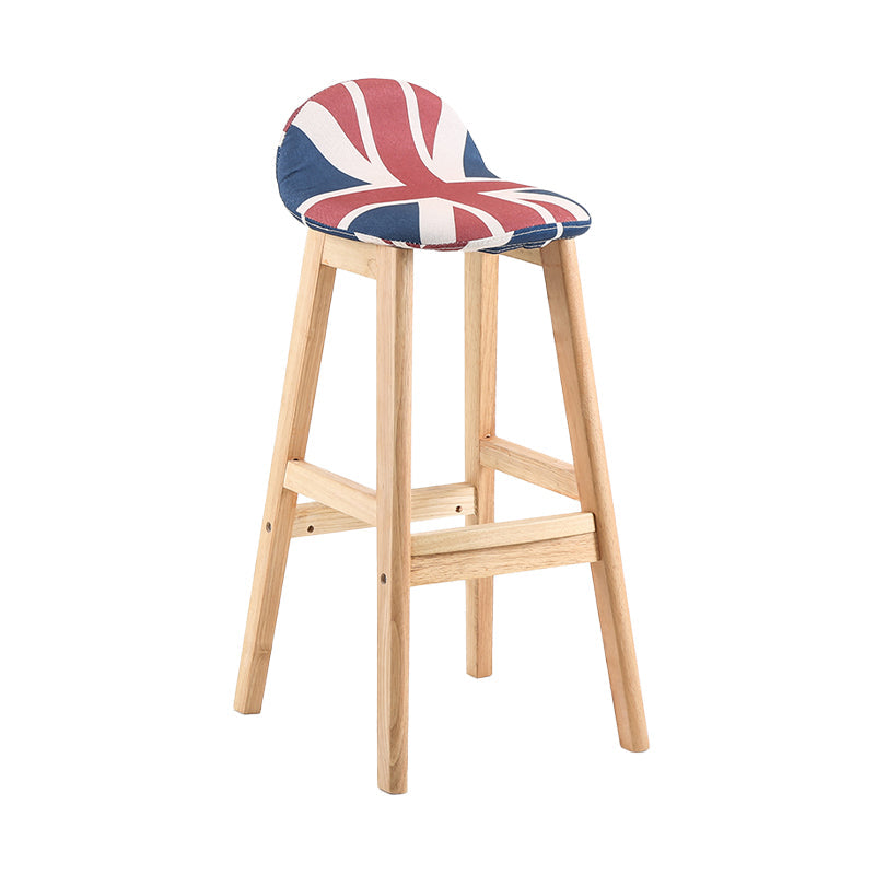 Modern Backrest Armless Counter Stool Wood Dessert Shop Bar Stool with Cushion and Pedal Red-Blue 1 Piece Clearhalo 'Bar Furniture' 'Bar Stools' 'bar_stools' 'furn' 'furn_bar_stools' 'furniture_bar_stools' 'Kitchen & Dining Furniture' 'kitchen&dining_furn' 'kitchen' 'kitchen_furn' Furniture' 4471360