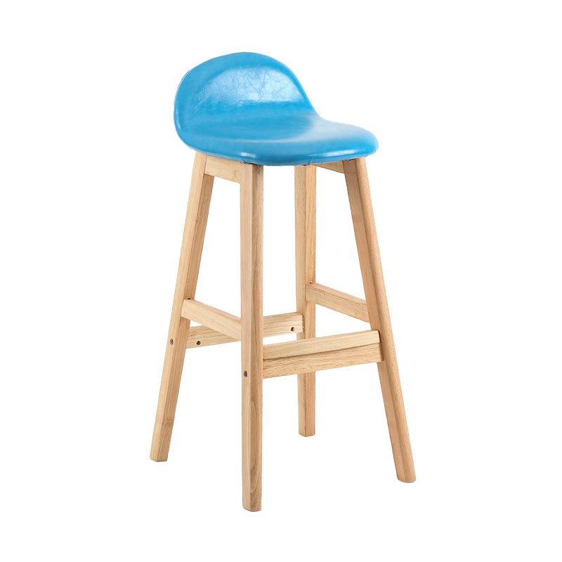 Modern Backrest Armless Counter Stool Wood Dessert Shop Bar Stool with Cushion and Pedal Sky Blue 1 Piece Clearhalo 'Bar Furniture' 'Bar Stools' 'bar_stools' 'furn' 'furn_bar_stools' 'furniture_bar_stools' 'Kitchen & Dining Furniture' 'kitchen&dining_furn' 'kitchen' 'kitchen_furn' Furniture' 4471363