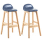 Modern Backrest Armless Counter Stool Wood Dessert Shop Bar Stool with Cushion and Pedal Dark Blue 2 Piece Set Clearhalo 'Bar Furniture' 'Bar Stools' 'bar_stools' 'furn' 'furn_bar_stools' 'furniture_bar_stools' 'Kitchen & Dining Furniture' 'kitchen&dining_furn' 'kitchen' 'kitchen_furn' Furniture' 4471364