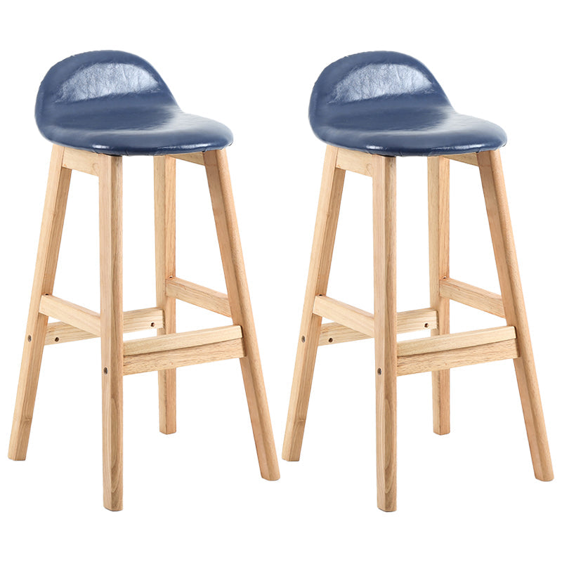 Modern Backrest Armless Counter Stool Wood Dessert Shop Bar Stool with Cushion and Pedal Dark Blue 2 Piece Set Clearhalo 'Bar Furniture' 'Bar Stools' 'bar_stools' 'furn' 'furn_bar_stools' 'furniture_bar_stools' 'Kitchen & Dining Furniture' 'kitchen&dining_furn' 'kitchen' 'kitchen_furn' Furniture' 4471364