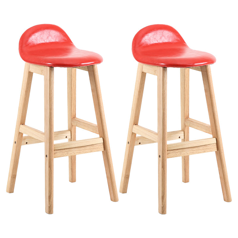 Modern Backrest Armless Counter Stool Wood Dessert Shop Bar Stool with Cushion and Pedal Red 2 Piece Set Clearhalo 'Bar Furniture' 'Bar Stools' 'bar_stools' 'furn' 'furn_bar_stools' 'furniture_bar_stools' 'Kitchen & Dining Furniture' 'kitchen&dining_furn' 'kitchen' 'kitchen_furn' Furniture' 4471367