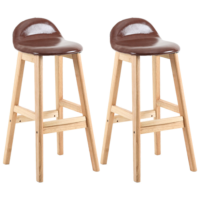 Modern Backrest Armless Counter Stool Wood Dessert Shop Bar Stool with Cushion and Pedal Brown 2 Piece Set Clearhalo 'Bar Furniture' 'Bar Stools' 'bar_stools' 'furn' 'furn_bar_stools' 'furniture_bar_stools' 'Kitchen & Dining Furniture' 'kitchen&dining_furn' 'kitchen' 'kitchen_furn' Furniture' 4471368