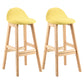 Modern Backrest Armless Counter Stool Wood Dessert Shop Bar Stool with Cushion and Pedal Light Yellow 2 Piece Set Clearhalo 'Bar Furniture' 'Bar Stools' 'bar_stools' 'furn' 'furn_bar_stools' 'furniture_bar_stools' 'Kitchen & Dining Furniture' 'kitchen&dining_furn' 'kitchen' 'kitchen_furn' Furniture' 4471369