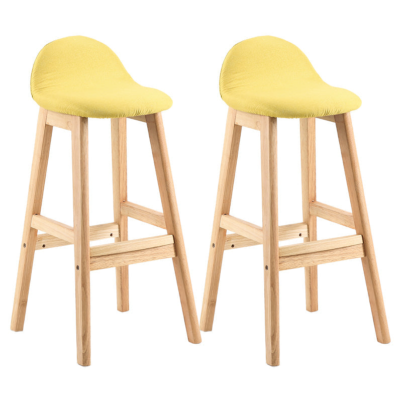 Modern Backrest Armless Counter Stool Wood Dessert Shop Bar Stool with Cushion and Pedal Light Yellow 2 Piece Set Clearhalo 'Bar Furniture' 'Bar Stools' 'bar_stools' 'furn' 'furn_bar_stools' 'furniture_bar_stools' 'Kitchen & Dining Furniture' 'kitchen&dining_furn' 'kitchen' 'kitchen_furn' Furniture' 4471369
