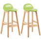 Modern Backrest Armless Counter Stool Wood Dessert Shop Bar Stool with Cushion and Pedal Green 2 Piece Set Clearhalo 'Bar Furniture' 'Bar Stools' 'bar_stools' 'furn' 'furn_bar_stools' 'furniture_bar_stools' 'Kitchen & Dining Furniture' 'kitchen&dining_furn' 'kitchen' 'kitchen_furn' Furniture' 4471370