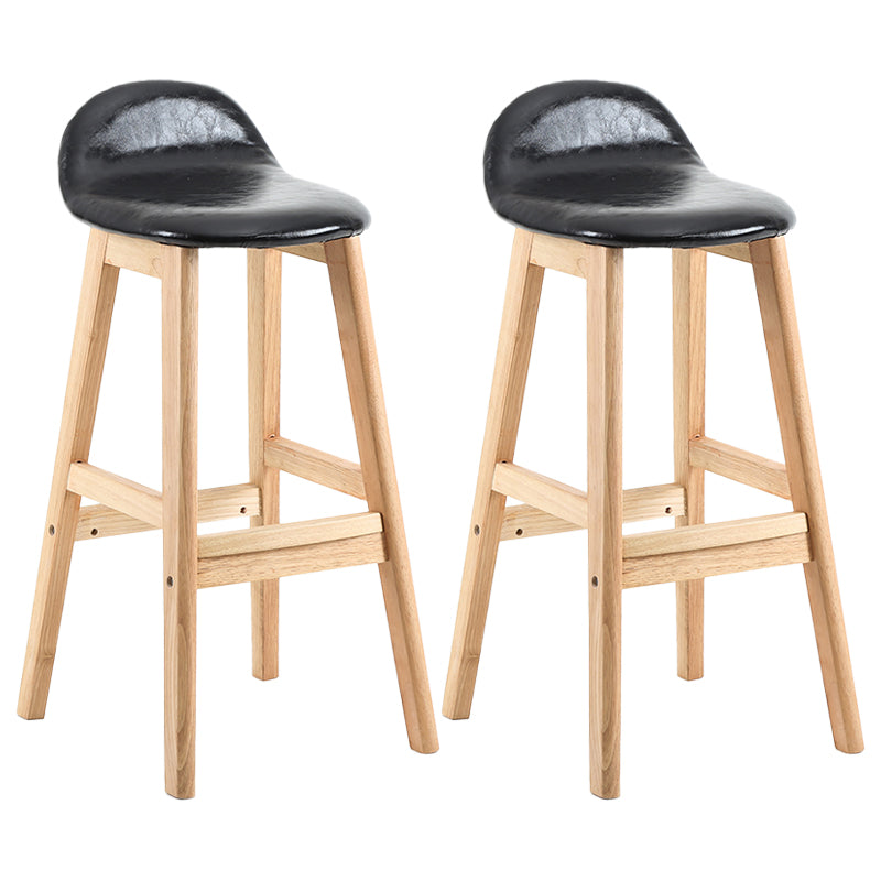 Modern Backrest Armless Counter Stool Wood Dessert Shop Bar Stool with Cushion and Pedal Black 2 Piece Set Clearhalo 'Bar Furniture' 'Bar Stools' 'bar_stools' 'furn' 'furn_bar_stools' 'furniture_bar_stools' 'Kitchen & Dining Furniture' 'kitchen&dining_furn' 'kitchen' 'kitchen_furn' Furniture' 4471372