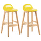 Modern Backrest Armless Counter Stool Wood Dessert Shop Bar Stool with Cushion and Pedal Yellow 2 Piece Set Clearhalo 'Bar Furniture' 'Bar Stools' 'bar_stools' 'furn' 'furn_bar_stools' 'furniture_bar_stools' 'Kitchen & Dining Furniture' 'kitchen&dining_furn' 'kitchen' 'kitchen_furn' Furniture' 4471373