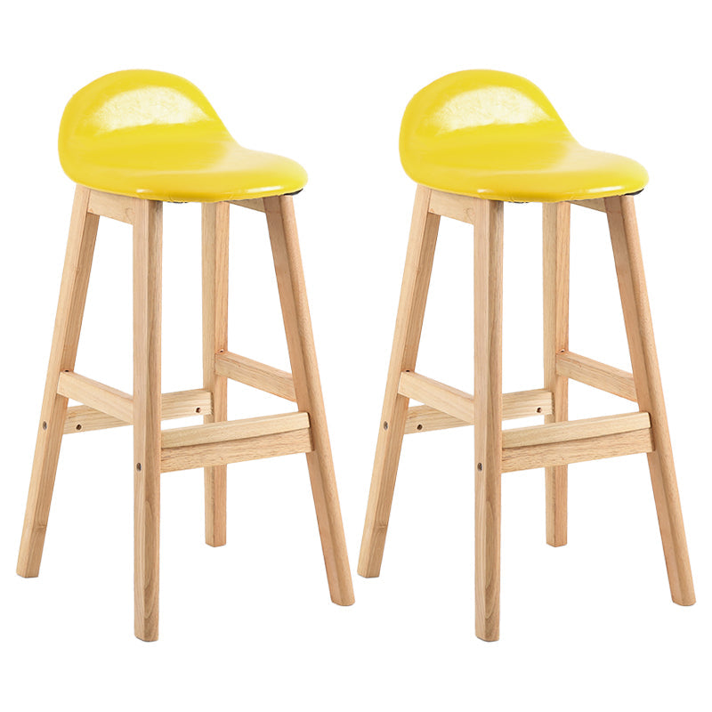 Modern Backrest Armless Counter Stool Wood Dessert Shop Bar Stool with Cushion and Pedal Yellow 2 Piece Set Clearhalo 'Bar Furniture' 'Bar Stools' 'bar_stools' 'furn' 'furn_bar_stools' 'furniture_bar_stools' 'Kitchen & Dining Furniture' 'kitchen&dining_furn' 'kitchen' 'kitchen_furn' Furniture' 4471373