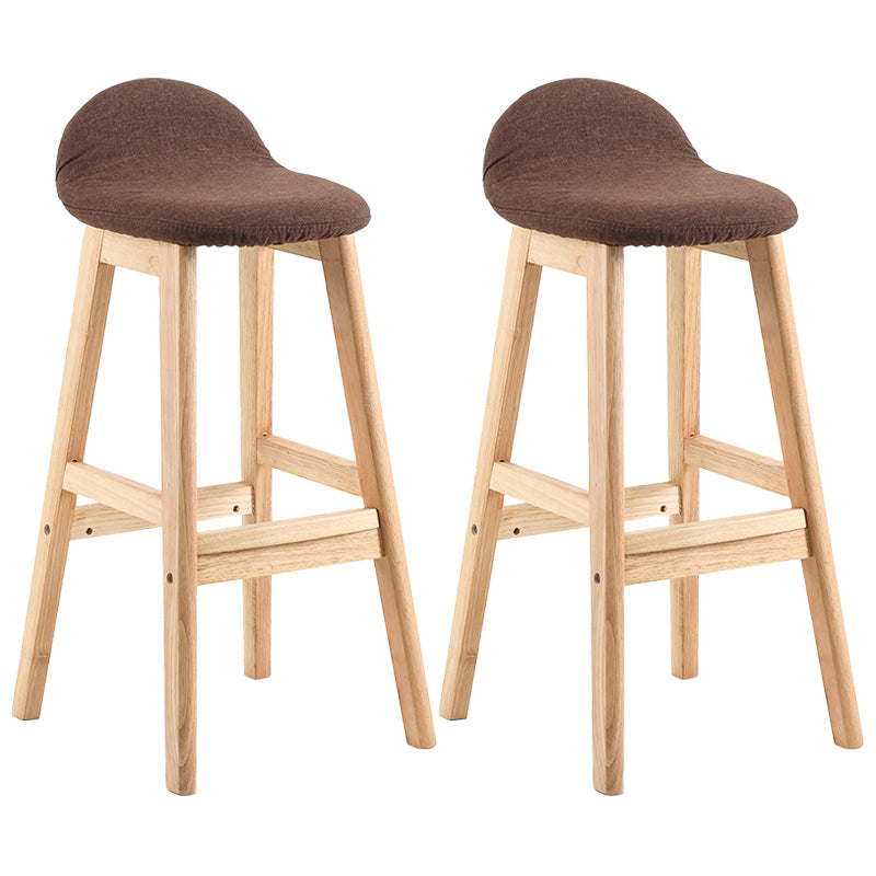 Modern Backrest Armless Counter Stool Wood Dessert Shop Bar Stool with Cushion and Pedal Coffee 2 Piece Set Clearhalo 'Bar Furniture' 'Bar Stools' 'bar_stools' 'furn' 'furn_bar_stools' 'furniture_bar_stools' 'Kitchen & Dining Furniture' 'kitchen&dining_furn' 'kitchen' 'kitchen_furn' Furniture' 4471374