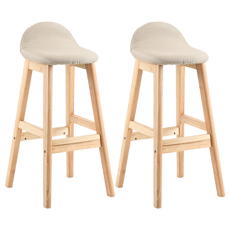 Modern Backrest Armless Counter Stool Wood Dessert Shop Bar Stool with Cushion and Pedal Khaki 2 Piece Set Clearhalo 'Bar Furniture' 'Bar Stools' 'bar_stools' 'furn' 'furn_bar_stools' 'furniture_bar_stools' 'Kitchen & Dining Furniture' 'kitchen&dining_furn' 'kitchen' 'kitchen_furn' Furniture' 4471375