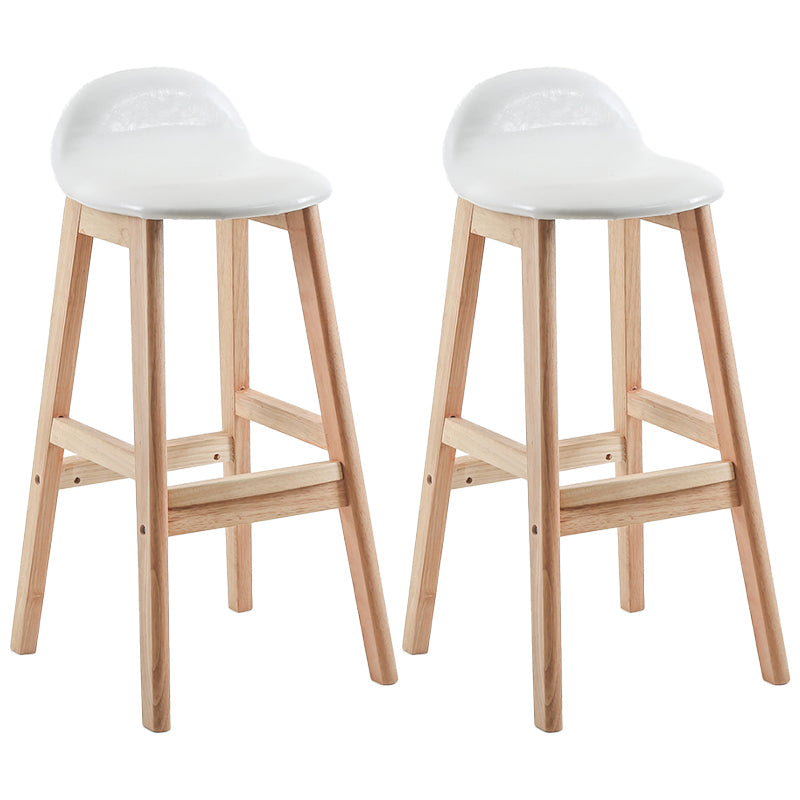 Modern Backrest Armless Counter Stool Wood Dessert Shop Bar Stool with Cushion and Pedal White 2 Piece Set Clearhalo 'Bar Furniture' 'Bar Stools' 'bar_stools' 'furn' 'furn_bar_stools' 'furniture_bar_stools' 'Kitchen & Dining Furniture' 'kitchen&dining_furn' 'kitchen' 'kitchen_furn' Furniture' 4471376