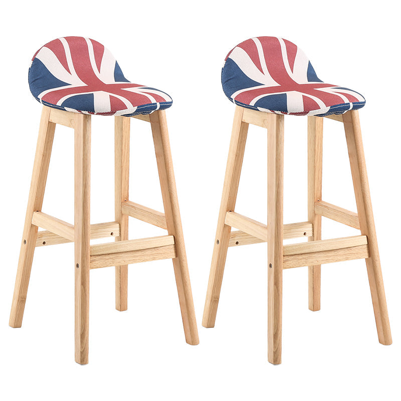 Modern Backrest Armless Counter Stool Wood Dessert Shop Bar Stool with Cushion and Pedal Red-Blue 2 Piece Set Clearhalo 'Bar Furniture' 'Bar Stools' 'bar_stools' 'furn' 'furn_bar_stools' 'furniture_bar_stools' 'Kitchen & Dining Furniture' 'kitchen&dining_furn' 'kitchen' 'kitchen_furn' Furniture' 4471377