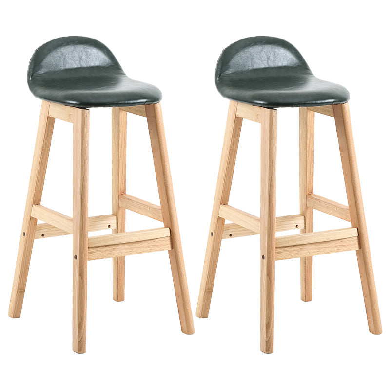 Modern Backrest Armless Counter Stool Wood Dessert Shop Bar Stool with Cushion and Pedal Blackish Green 2 Piece Set Clearhalo 'Bar Furniture' 'Bar Stools' 'bar_stools' 'furn' 'furn_bar_stools' 'furniture_bar_stools' 'Kitchen & Dining Furniture' 'kitchen&dining_furn' 'kitchen' 'kitchen_furn' Furniture' 4471378
