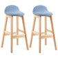 Modern Backrest Armless Counter Stool Wood Dessert Shop Bar Stool with Cushion and Pedal Blue 2 Piece Set Clearhalo 'Bar Furniture' 'Bar Stools' 'bar_stools' 'furn' 'furn_bar_stools' 'furniture_bar_stools' 'Kitchen & Dining Furniture' 'kitchen&dining_furn' 'kitchen' 'kitchen_furn' Furniture' 4471379