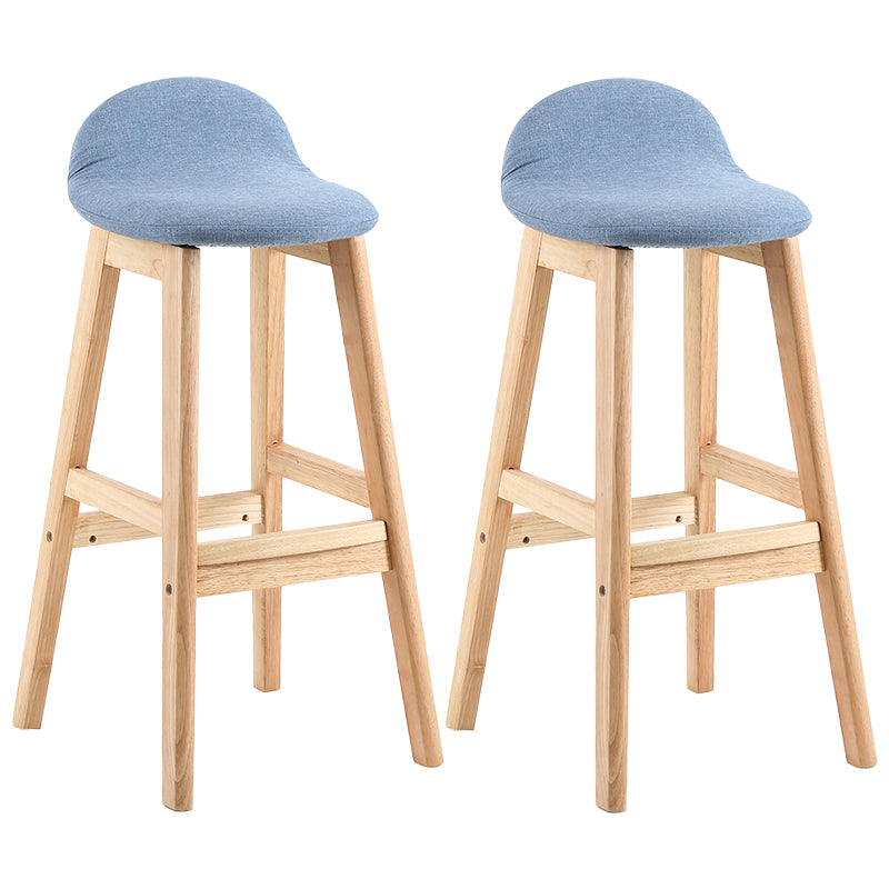 Modern Backrest Armless Counter Stool Wood Dessert Shop Bar Stool with Cushion and Pedal Blue 2 Piece Set Clearhalo 'Bar Furniture' 'Bar Stools' 'bar_stools' 'furn' 'furn_bar_stools' 'furniture_bar_stools' 'Kitchen & Dining Furniture' 'kitchen&dining_furn' 'kitchen' 'kitchen_furn' Furniture' 4471379