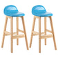 Modern Backrest Armless Counter Stool Wood Dessert Shop Bar Stool with Cushion and Pedal Sky Blue 2 Piece Set Clearhalo 'Bar Furniture' 'Bar Stools' 'bar_stools' 'furn' 'furn_bar_stools' 'furniture_bar_stools' 'Kitchen & Dining Furniture' 'kitchen&dining_furn' 'kitchen' 'kitchen_furn' Furniture' 4471380