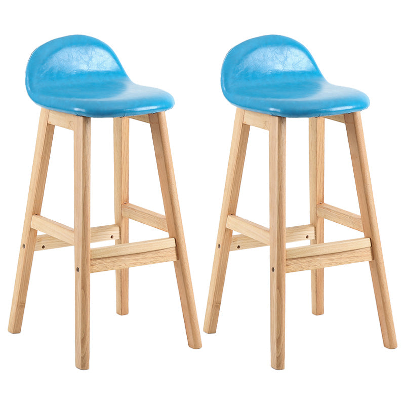 Modern Backrest Armless Counter Stool Wood Dessert Shop Bar Stool with Cushion and Pedal Sky Blue 2 Piece Set Clearhalo 'Bar Furniture' 'Bar Stools' 'bar_stools' 'furn' 'furn_bar_stools' 'furniture_bar_stools' 'Kitchen & Dining Furniture' 'kitchen&dining_furn' 'kitchen' 'kitchen_furn' Furniture' 4471380