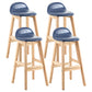 Modern Backrest Armless Counter Stool Wood Dessert Shop Bar Stool with Cushion and Pedal Dark Blue 4 Piece Set Clearhalo 'Bar Furniture' 'Bar Stools' 'bar_stools' 'furn' 'furn_bar_stools' 'furniture_bar_stools' 'Kitchen & Dining Furniture' 'kitchen&dining_furn' 'kitchen' 'kitchen_furn' Furniture' 4471381