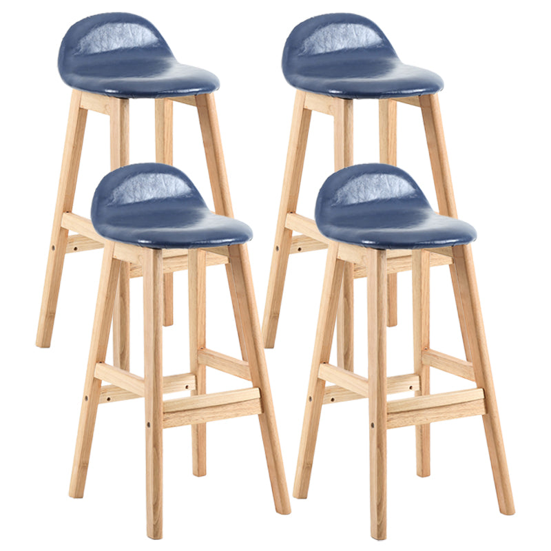 Modern Backrest Armless Counter Stool Wood Dessert Shop Bar Stool with Cushion and Pedal Dark Blue 4 Piece Set Clearhalo 'Bar Furniture' 'Bar Stools' 'bar_stools' 'furn' 'furn_bar_stools' 'furniture_bar_stools' 'Kitchen & Dining Furniture' 'kitchen&dining_furn' 'kitchen' 'kitchen_furn' Furniture' 4471381