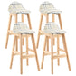 Modern Backrest Armless Counter Stool Wood Dessert Shop Bar Stool with Cushion and Pedal White-Gray 4 Piece Set Clearhalo 'Bar Furniture' 'Bar Stools' 'bar_stools' 'furn' 'furn_bar_stools' 'furniture_bar_stools' 'Kitchen & Dining Furniture' 'kitchen&dining_furn' 'kitchen' 'kitchen_furn' Furniture' 4471382