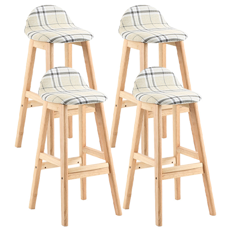 Modern Backrest Armless Counter Stool Wood Dessert Shop Bar Stool with Cushion and Pedal White-Gray 4 Piece Set Clearhalo 'Bar Furniture' 'Bar Stools' 'bar_stools' 'furn' 'furn_bar_stools' 'furniture_bar_stools' 'Kitchen & Dining Furniture' 'kitchen&dining_furn' 'kitchen' 'kitchen_furn' Furniture' 4471382