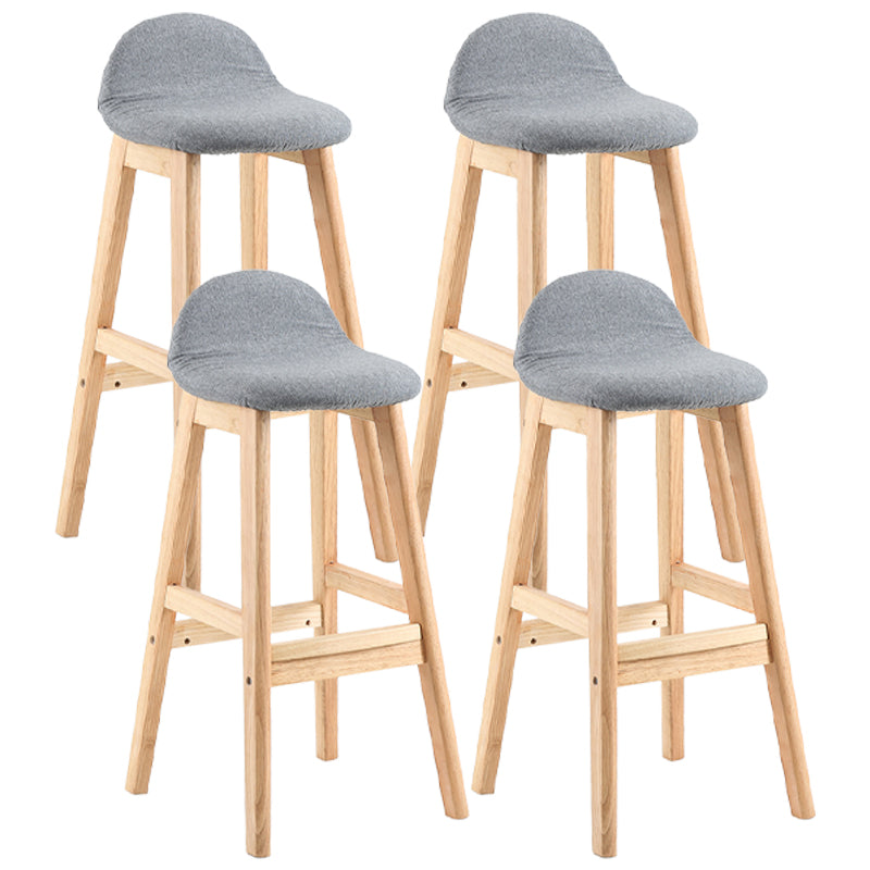 Modern Backrest Armless Counter Stool Wood Dessert Shop Bar Stool with Cushion and Pedal Grey 4 Piece Set Clearhalo 'Bar Furniture' 'Bar Stools' 'bar_stools' 'furn' 'furn_bar_stools' 'furniture_bar_stools' 'Kitchen & Dining Furniture' 'kitchen&dining_furn' 'kitchen' 'kitchen_furn' Furniture' 4471383