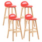 Modern Backrest Armless Counter Stool Wood Dessert Shop Bar Stool with Cushion and Pedal Red 4 Piece Set Clearhalo 'Bar Furniture' 'Bar Stools' 'bar_stools' 'furn' 'furn_bar_stools' 'furniture_bar_stools' 'Kitchen & Dining Furniture' 'kitchen&dining_furn' 'kitchen' 'kitchen_furn' Furniture' 4471384
