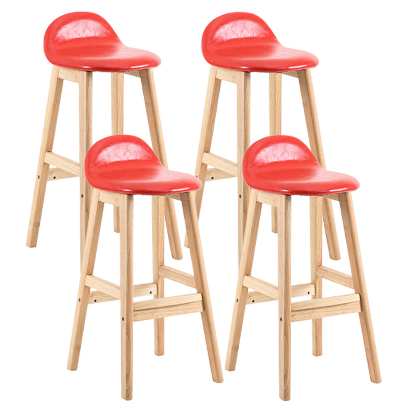Modern Backrest Armless Counter Stool Wood Dessert Shop Bar Stool with Cushion and Pedal Red 4 Piece Set Clearhalo 'Bar Furniture' 'Bar Stools' 'bar_stools' 'furn' 'furn_bar_stools' 'furniture_bar_stools' 'Kitchen & Dining Furniture' 'kitchen&dining_furn' 'kitchen' 'kitchen_furn' Furniture' 4471384