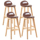 Modern Backrest Armless Counter Stool Wood Dessert Shop Bar Stool with Cushion and Pedal Brown 4 Piece Set Clearhalo 'Bar Furniture' 'Bar Stools' 'bar_stools' 'furn' 'furn_bar_stools' 'furniture_bar_stools' 'Kitchen & Dining Furniture' 'kitchen&dining_furn' 'kitchen' 'kitchen_furn' Furniture' 4471385