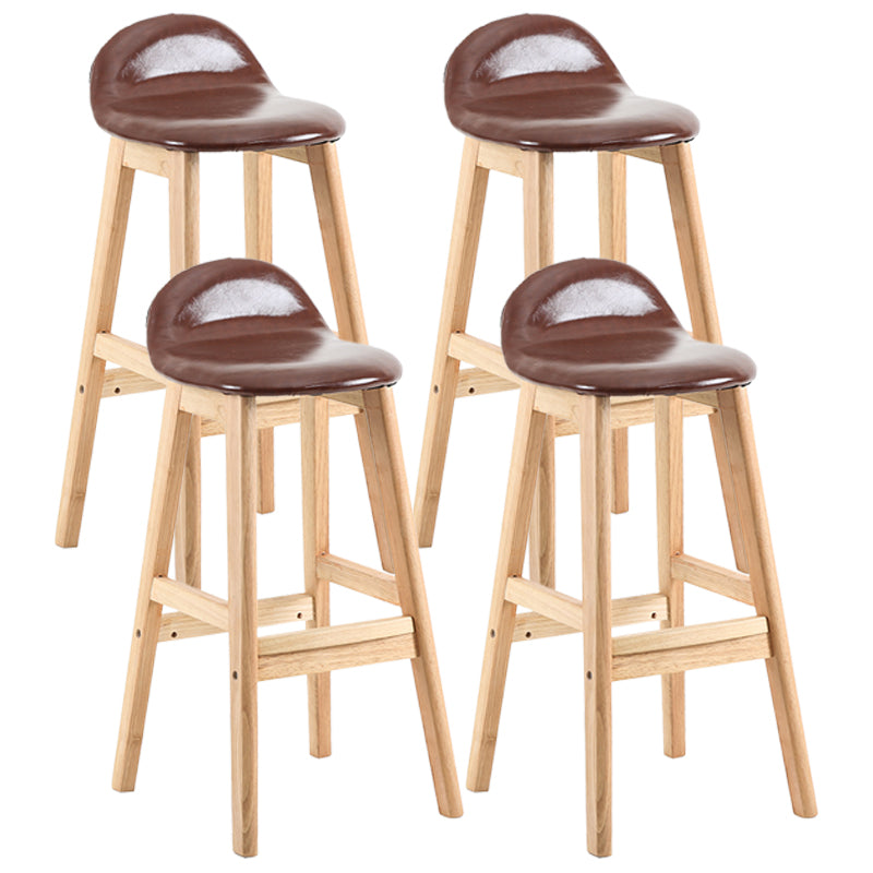 Modern Backrest Armless Counter Stool Wood Dessert Shop Bar Stool with Cushion and Pedal Brown 4 Piece Set Clearhalo 'Bar Furniture' 'Bar Stools' 'bar_stools' 'furn' 'furn_bar_stools' 'furniture_bar_stools' 'Kitchen & Dining Furniture' 'kitchen&dining_furn' 'kitchen' 'kitchen_furn' Furniture' 4471385