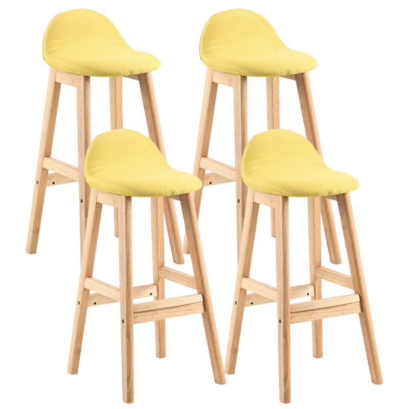 Modern Backrest Armless Counter Stool Wood Dessert Shop Bar Stool with Cushion and Pedal Light Yellow 4 Piece Set Clearhalo 'Bar Furniture' 'Bar Stools' 'bar_stools' 'furn' 'furn_bar_stools' 'furniture_bar_stools' 'Kitchen & Dining Furniture' 'kitchen&dining_furn' 'kitchen' 'kitchen_furn' Furniture' 4471386