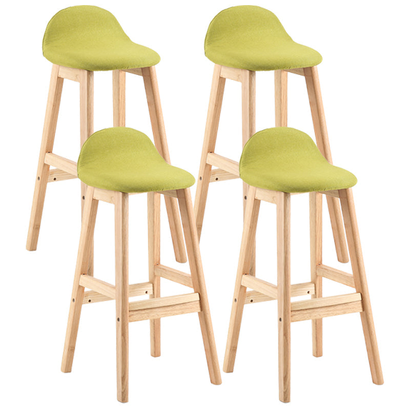Modern Backrest Armless Counter Stool Wood Dessert Shop Bar Stool with Cushion and Pedal Light Green 4 Piece Set Clearhalo 'Bar Furniture' 'Bar Stools' 'bar_stools' 'furn' 'furn_bar_stools' 'furniture_bar_stools' 'Kitchen & Dining Furniture' 'kitchen&dining_furn' 'kitchen' 'kitchen_furn' Furniture' 4471388