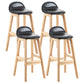 Modern Backrest Armless Counter Stool Wood Dessert Shop Bar Stool with Cushion and Pedal Black 4 Piece Set Clearhalo 'Bar Furniture' 'Bar Stools' 'bar_stools' 'furn' 'furn_bar_stools' 'furniture_bar_stools' 'Kitchen & Dining Furniture' 'kitchen&dining_furn' 'kitchen' 'kitchen_furn' Furniture' 4471389