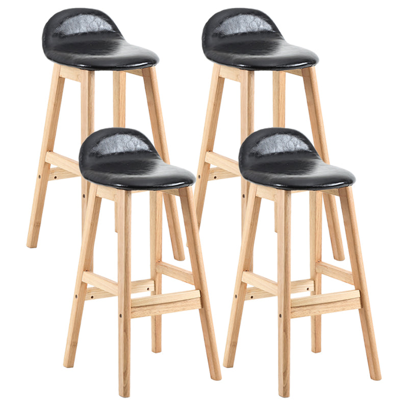 Modern Backrest Armless Counter Stool Wood Dessert Shop Bar Stool with Cushion and Pedal Black 4 Piece Set Clearhalo 'Bar Furniture' 'Bar Stools' 'bar_stools' 'furn' 'furn_bar_stools' 'furniture_bar_stools' 'Kitchen & Dining Furniture' 'kitchen&dining_furn' 'kitchen' 'kitchen_furn' Furniture' 4471389