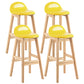 Modern Backrest Armless Counter Stool Wood Dessert Shop Bar Stool with Cushion and Pedal Yellow 4 Piece Set Clearhalo 'Bar Furniture' 'Bar Stools' 'bar_stools' 'furn' 'furn_bar_stools' 'furniture_bar_stools' 'Kitchen & Dining Furniture' 'kitchen&dining_furn' 'kitchen' 'kitchen_furn' Furniture' 4471390