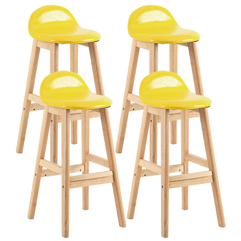 Modern Backrest Armless Counter Stool Wood Dessert Shop Bar Stool with Cushion and Pedal Yellow 4 Piece Set Clearhalo 'Bar Furniture' 'Bar Stools' 'bar_stools' 'furn' 'furn_bar_stools' 'furniture_bar_stools' 'Kitchen & Dining Furniture' 'kitchen&dining_furn' 'kitchen' 'kitchen_furn' Furniture' 4471390