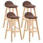 Modern Backrest Armless Counter Stool Wood Dessert Shop Bar Stool with Cushion and Pedal Coffee 4 Piece Set Clearhalo 'Bar Furniture' 'Bar Stools' 'bar_stools' 'furn' 'furn_bar_stools' 'furniture_bar_stools' 'Kitchen & Dining Furniture' 'kitchen&dining_furn' 'kitchen' 'kitchen_furn' Furniture' 4471391