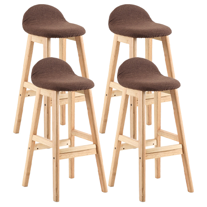Modern Backrest Armless Counter Stool Wood Dessert Shop Bar Stool with Cushion and Pedal Coffee 4 Piece Set Clearhalo 'Bar Furniture' 'Bar Stools' 'bar_stools' 'furn' 'furn_bar_stools' 'furniture_bar_stools' 'Kitchen & Dining Furniture' 'kitchen&dining_furn' 'kitchen' 'kitchen_furn' Furniture' 4471391