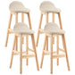 Modern Backrest Armless Counter Stool Wood Dessert Shop Bar Stool with Cushion and Pedal Khaki 4 Piece Set Clearhalo 'Bar Furniture' 'Bar Stools' 'bar_stools' 'furn' 'furn_bar_stools' 'furniture_bar_stools' 'Kitchen & Dining Furniture' 'kitchen&dining_furn' 'kitchen' 'kitchen_furn' Furniture' 4471392