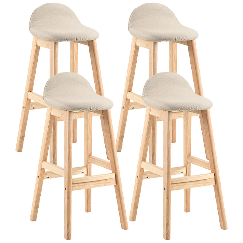 Modern Backrest Armless Counter Stool Wood Dessert Shop Bar Stool with Cushion and Pedal Khaki 4 Piece Set Clearhalo 'Bar Furniture' 'Bar Stools' 'bar_stools' 'furn' 'furn_bar_stools' 'furniture_bar_stools' 'Kitchen & Dining Furniture' 'kitchen&dining_furn' 'kitchen' 'kitchen_furn' Furniture' 4471392