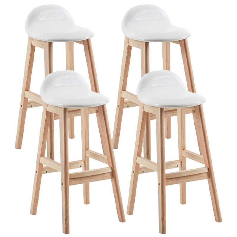 Modern Backrest Armless Counter Stool Wood Dessert Shop Bar Stool with Cushion and Pedal White 4 Piece Set Clearhalo 'Bar Furniture' 'Bar Stools' 'bar_stools' 'furn' 'furn_bar_stools' 'furniture_bar_stools' 'Kitchen & Dining Furniture' 'kitchen&dining_furn' 'kitchen' 'kitchen_furn' Furniture' 4471393