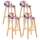 Modern Backrest Armless Counter Stool Wood Dessert Shop Bar Stool with Cushion and Pedal Red-Blue 4 Piece Set Clearhalo 'Bar Furniture' 'Bar Stools' 'bar_stools' 'furn' 'furn_bar_stools' 'furniture_bar_stools' 'Kitchen & Dining Furniture' 'kitchen&dining_furn' 'kitchen' 'kitchen_furn' Furniture' 4471394