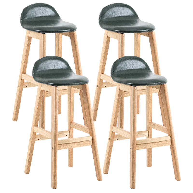 Modern Backrest Armless Counter Stool Wood Dessert Shop Bar Stool with Cushion and Pedal Blackish Green 4 Piece Set Clearhalo 'Bar Furniture' 'Bar Stools' 'bar_stools' 'furn' 'furn_bar_stools' 'furniture_bar_stools' 'Kitchen & Dining Furniture' 'kitchen&dining_furn' 'kitchen' 'kitchen_furn' Furniture' 4471395