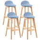 Modern Backrest Armless Counter Stool Wood Dessert Shop Bar Stool with Cushion and Pedal Blue 4 Piece Set Clearhalo 'Bar Furniture' 'Bar Stools' 'bar_stools' 'furn' 'furn_bar_stools' 'furniture_bar_stools' 'Kitchen & Dining Furniture' 'kitchen&dining_furn' 'kitchen' 'kitchen_furn' Furniture' 4471396