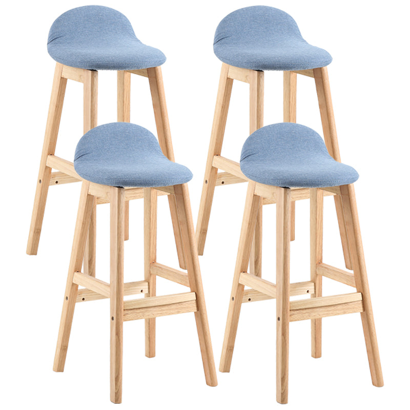Modern Backrest Armless Counter Stool Wood Dessert Shop Bar Stool with Cushion and Pedal Blue 4 Piece Set Clearhalo 'Bar Furniture' 'Bar Stools' 'bar_stools' 'furn' 'furn_bar_stools' 'furniture_bar_stools' 'Kitchen & Dining Furniture' 'kitchen&dining_furn' 'kitchen' 'kitchen_furn' Furniture' 4471396