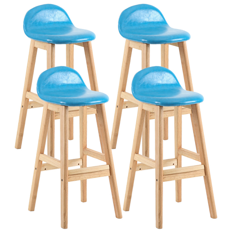Modern Backrest Armless Counter Stool Wood Dessert Shop Bar Stool with Cushion and Pedal Sky Blue 4 Piece Set Clearhalo 'Bar Furniture' 'Bar Stools' 'bar_stools' 'furn' 'furn_bar_stools' 'furniture_bar_stools' 'Kitchen & Dining Furniture' 'kitchen&dining_furn' 'kitchen' 'kitchen_furn' Furniture' 4471397