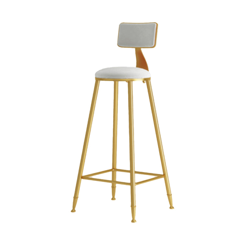 Glam Armless Backrest Counter Stool Iron Cafe Bar Stool with Pedal and Velvet Cushion White 1 Piece Clearhalo 'Bar Furniture' 'Bar Stools' 'bar_stools' 'furn' 'furn_bar_stools' 'furniture_bar_stools' 'Kitchen & Dining Furniture' 'kitchen&dining_furn' 'kitchen' 'kitchen_furn' Furniture' 4471403