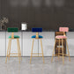 Glam Armless Backrest Counter Stool Iron Cafe Bar Stool with Pedal and Velvet Cushion Clearhalo 'Bar Furniture' 'Bar Stools' 'bar_stools' 'furn' 'furn_bar_stools' 'furniture_bar_stools' 'Kitchen & Dining Furniture' 'kitchen&dining_furn' 'kitchen' 'kitchen_furn' Furniture' 4471404